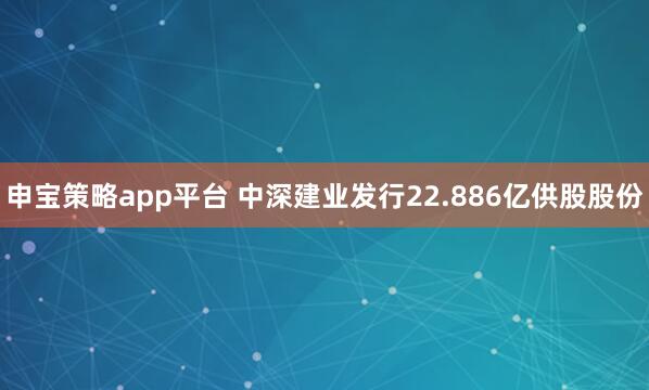 申宝策略app平台 中深建业发行22.886亿供股股份